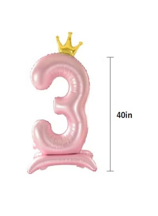 40 Inch Crown Rose Gold Digit Helium Foil Birthday Party Balloons Number 3 - Image 3